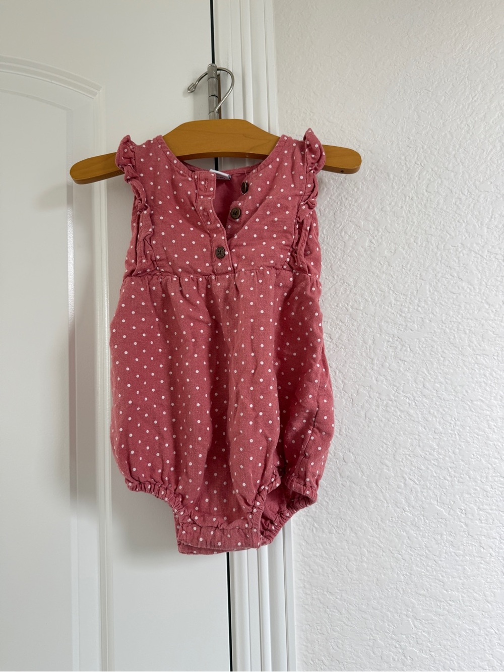 Old Navy Dusty Rose Polka Dot Infant Romper